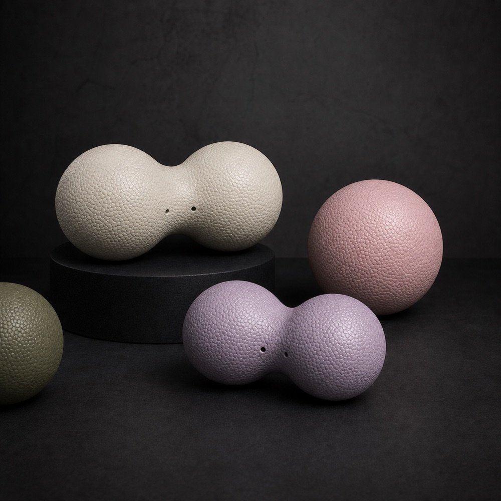 Concept image of round and peanut-shaped Massage Balls